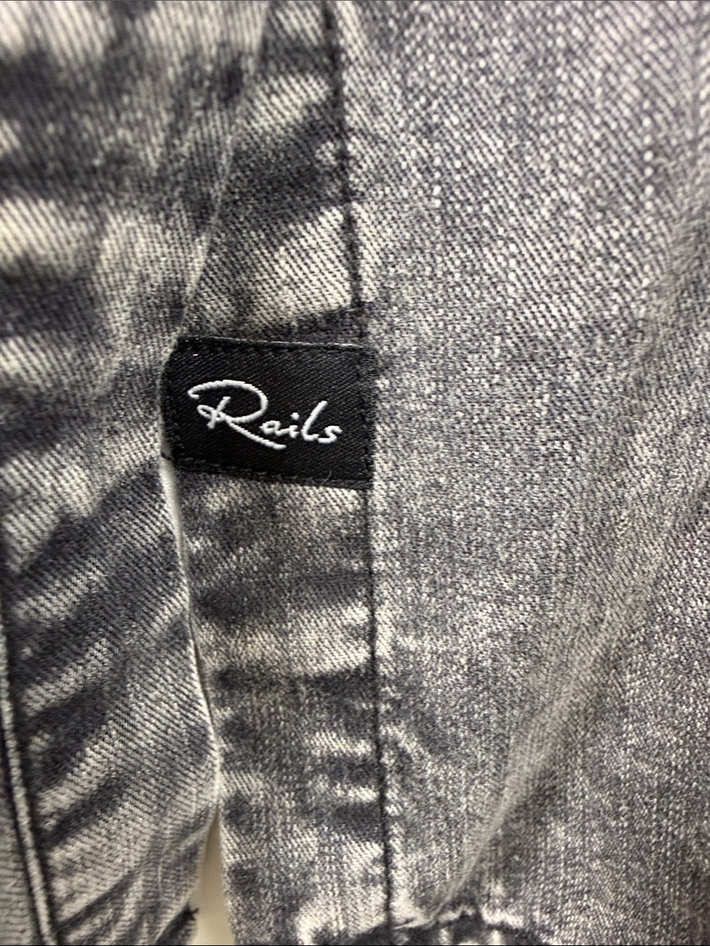 Boho Rails Charcoal washed denim Ruffled Blouse - Picture 2 of 12
